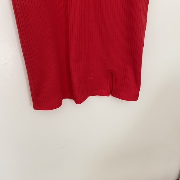 Forever 21 Bright Red Ribbed Dress With front Slit Size Small - Picture 4 of 6